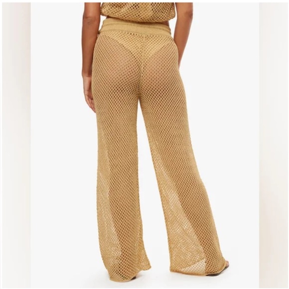 WEWOREWHAT Gold Open Knit Wide Leg Pants M - Picture 3 of 10